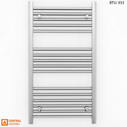 450mm Wide - 900mm High Flat Chrome Heated Towel Rail Radiator