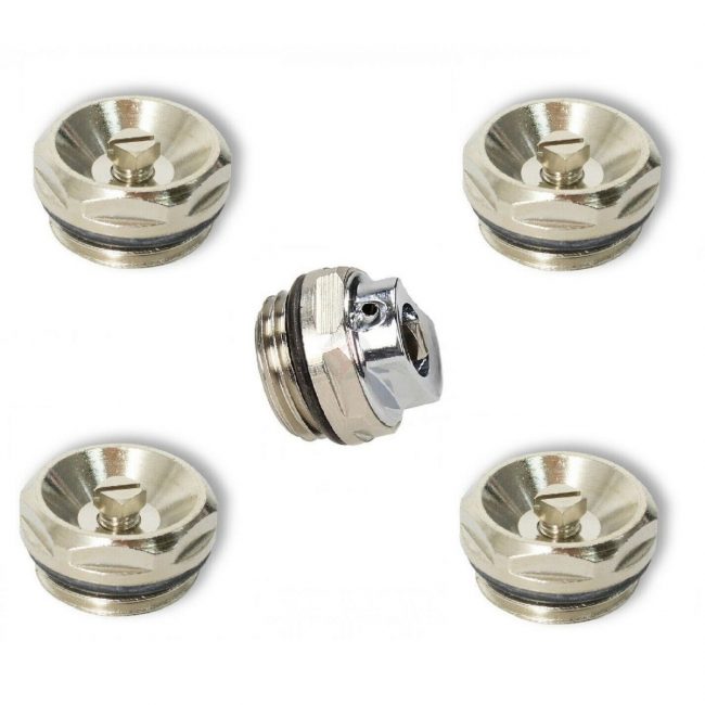  Manual Towel Rail Radiator 15mm Air Vent Bleed Plug Valve 1/2" Chrome 5 PCS