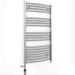 Dual Fuel 700 x 1000mm Curved Chrome Heated Towel Rail Radiator- (incl. Valves + Electric Heating Kit)