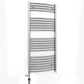 Dual Fuel 600 x 1200mm Curved Chrome Heated Towel Rail Radiator- (incl. Valves + Electric Heating Kit)