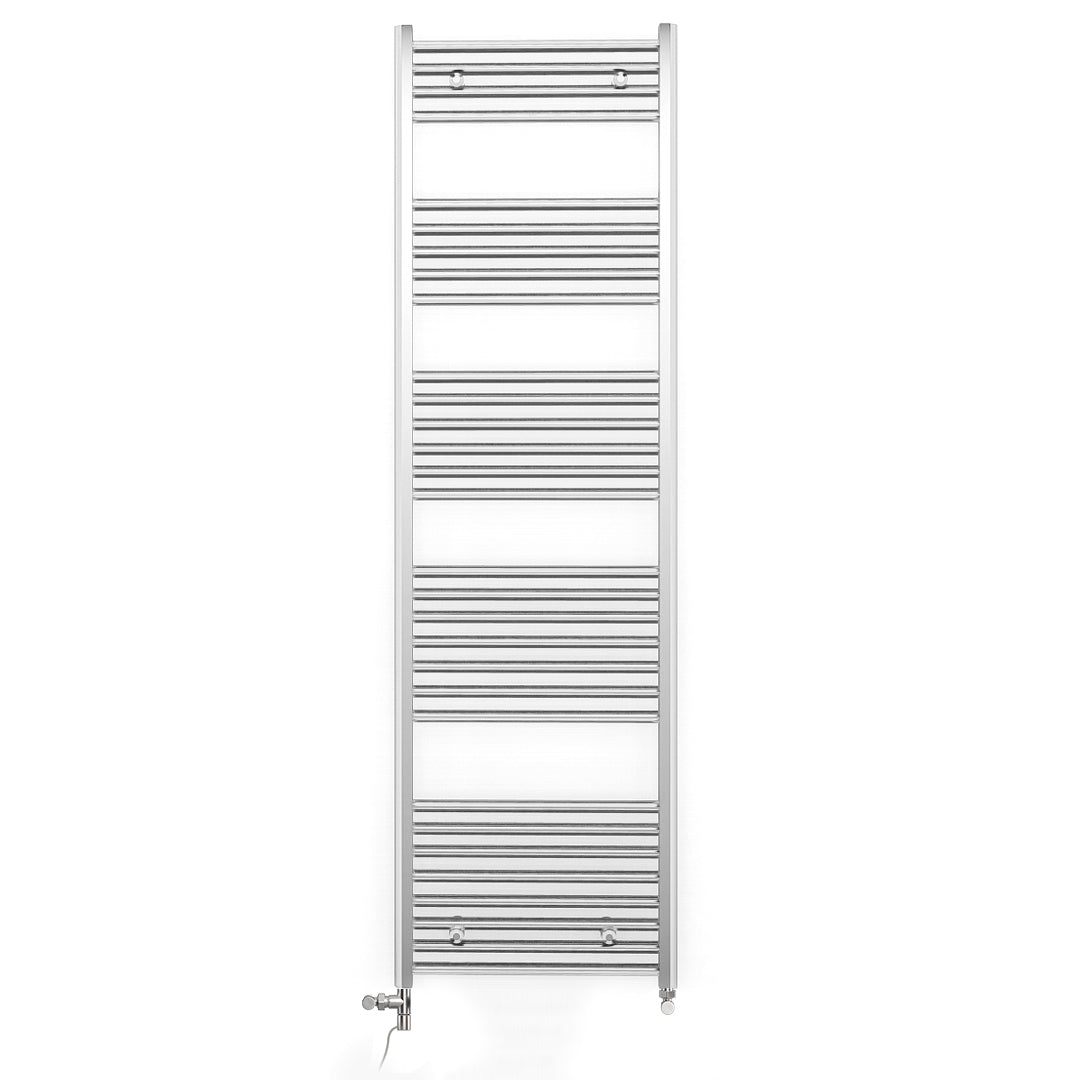 Dual Fuel 550 x 1700mm Straight Chrome  Heated Towel Rail Radiator- (incl. Valves + Electric Heating Kit)