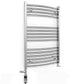 Dual Fuel 700 x 800mm Curved Chrome Heated Towel Rail Radiator- (incl. Valves + Electric Heating Kit) 