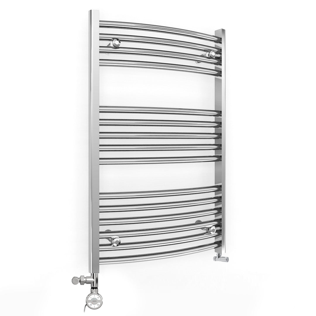 Dual Fuel Chrome Curved Heated Towel Rail Radiator 550 x 800mm (Incl ...