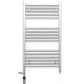 Dual Fuel 600 x 900mm Straight Chrome  Heated Towel Rail Radiator- (incl. Valves + Electric Heating Kit)