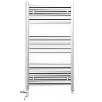  Dual Fuel 600 x 900mm Straight Chrome  Heated Towel Rail Radiator- (incl. Valves + Electric Heating Kit) 