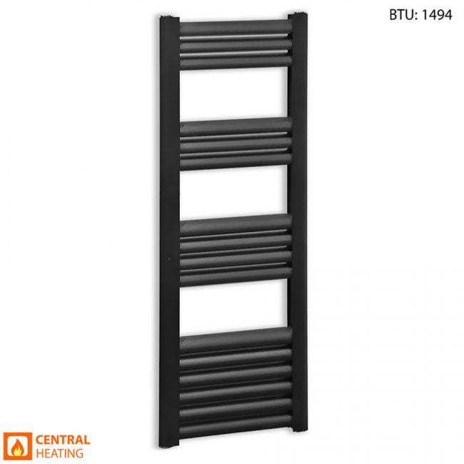 500mm Wide - 1000mm High Accuro Korle Matt Black Designer Heated Towel Rail Radiator