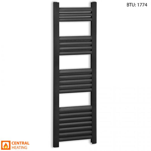 500mm Wide - 1200mm High Accuro Korle Matt Black Designer Heated Towel Rail Radiator