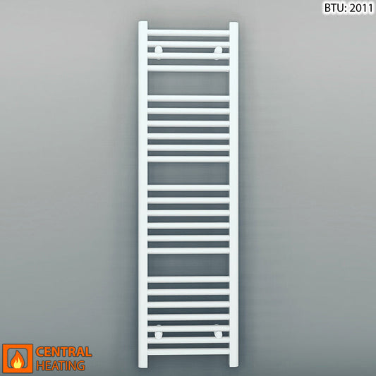 500mm Wide - 1200mm High Flat White Heated Towel Rail Radiator 