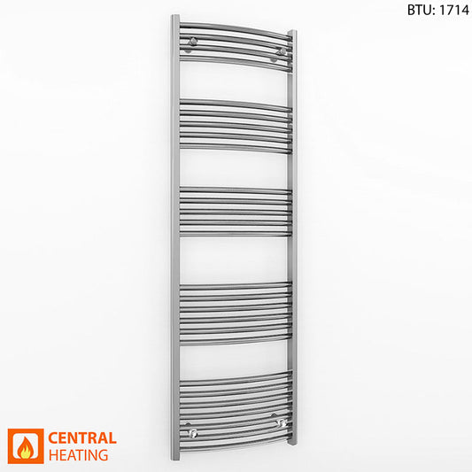 500mm Wide - 1600mm High Curved Chrome Heated Towel Rail Radiator