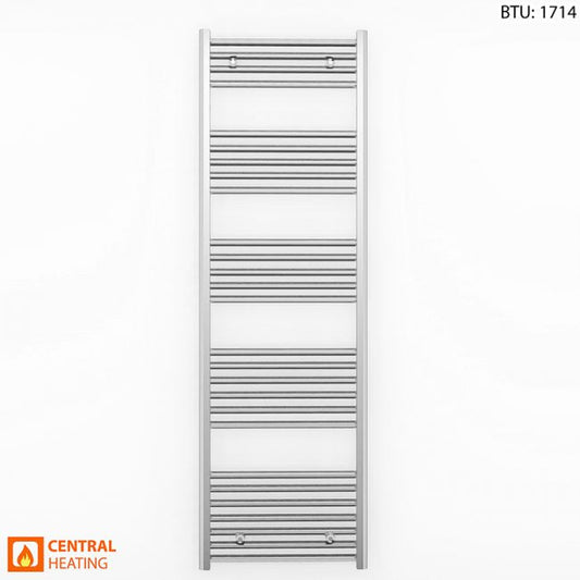 500mm Wide - 1600mm High Flat Chrome Heated Towel Rail Radiator