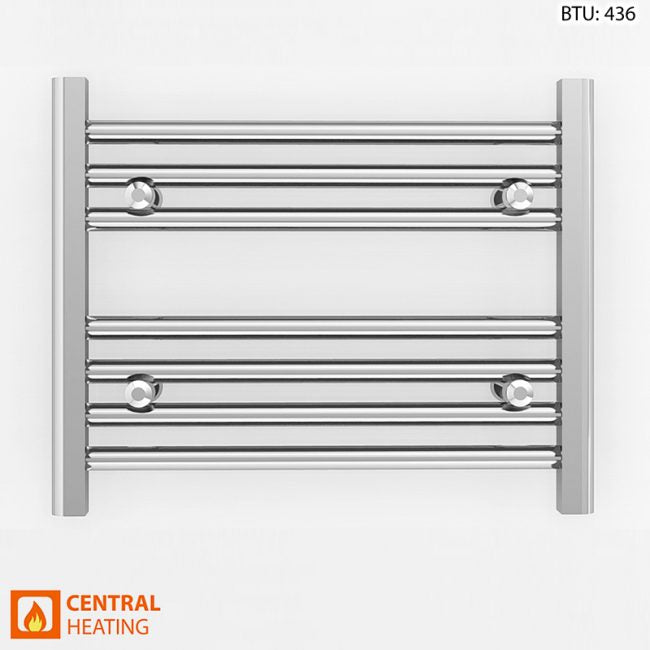  500mm Wide - 400mm High Flat Chrome Heated Towel Rail Radiator