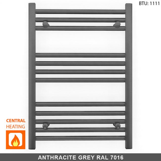  500mm Wide - 700mm High Anthracite Grey Heated Towel Rail Radiator