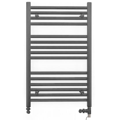 Dual Fuel 550 x 800mm Straight Anthracite Grey Heated Towel Rail - (incl. Valves + Electric Heating Kit)