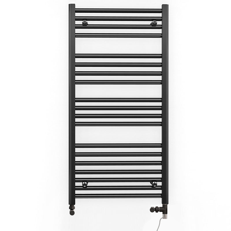 500mm x 1000mm Dual Fuel Flat Black Heated Towel Rail Radiator