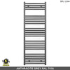 550mm Wide - 1400mm High  Anthracite Grey Electric Heated Towel Rail Radiator