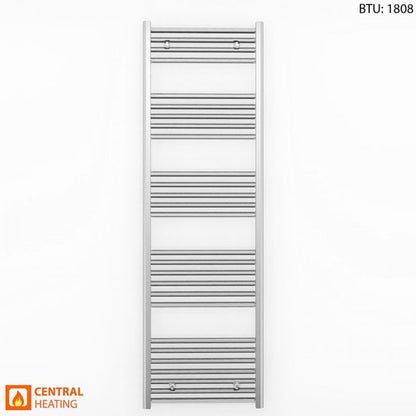  550mm Wide - 1600mm High Flat Chrome Heated Towel Rail Radiator 