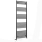 Dual Fuel 500 x 1800mm Matt Black Curved Heated Towel Rail  22mm Tube- (incl. Valves + Electric Heating Kit) 