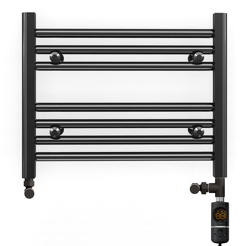 Dual Fuel 600 x 400mm Straight Matt Black Heated Towel Rail incl. V Myhomeware