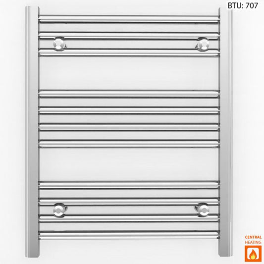 550mm Wide - 600mm High Flat Chrome Heated Towel Rail Radiator 