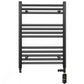 Dual Fuel 500 x 700mm Straight Matt Black Heated Towel Rail - (incl. Valves + Electric Heating Kit) 