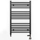 Dual Fuel 550 x 800mm Straight Matt Black Heated Towel Rail - (incl. Valves + Electric Heating Kit) 