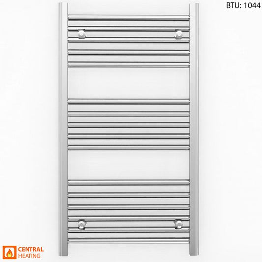 550mm Wide - 900mm High Flat Chrome Heated Towel Rail Radiator 