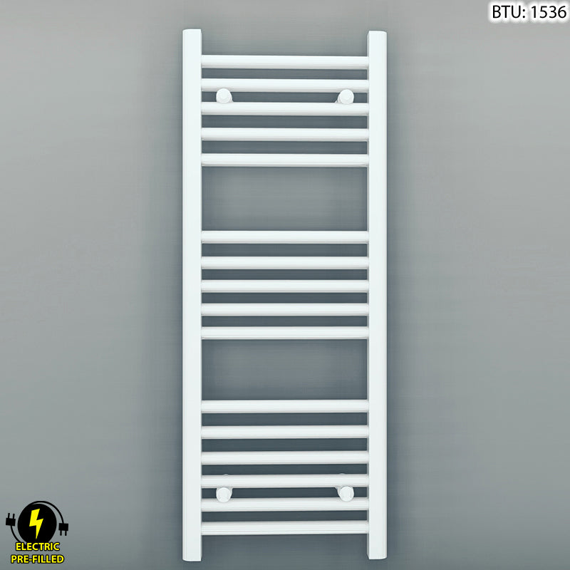  550mm Wide - 900mm High Flat White Electric Heated Towel Rail Radiator