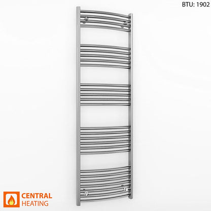 600mm Wide - 1600mm High Curved Chrome Heated Towel Rail Radiator