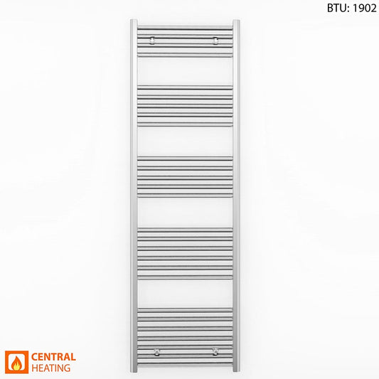 600mm Wide - 1600mm High Flat Chrome Heated Towel Rail Radiator 