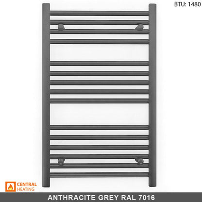 600mm Wide - 800mm High Anthracite Grey Heated Towel Rail Radiator 