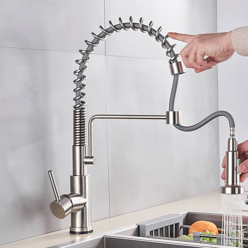 Stainless Kitchen Faucet 360 Flexible Bendable Swivel Dual Spray Chrome Tap Mixer Model KPY-30235