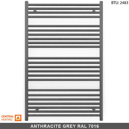  700mm Wide - 1200mm High Anthracite Grey Heated Towel Rail Radiator 