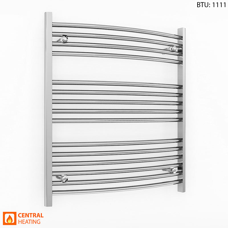 700mm Wide - 800mm High Curved Chrome Heated Towel Rail Radiator