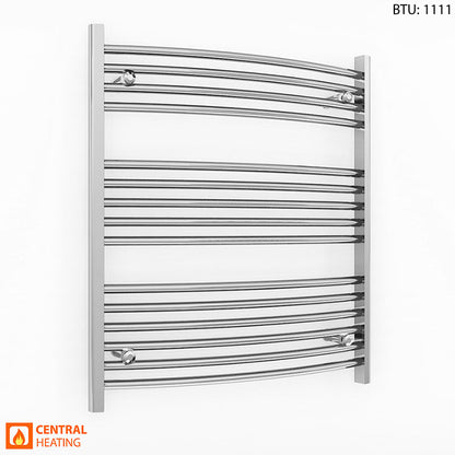 700mm Wide - 800mm High Curved Chrome Heated Towel Rail Radiator