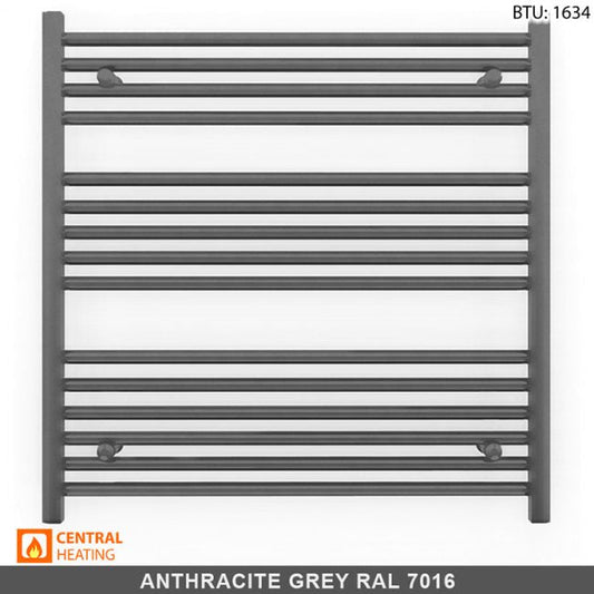 700mm Wide - 800mm High Anthracite Grey Heated Towel Rail Radiator