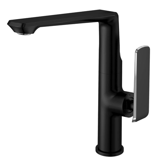 Black Brass Elegant Bathroom Tap With a Swivel Head 360 KPY-7248-M7348