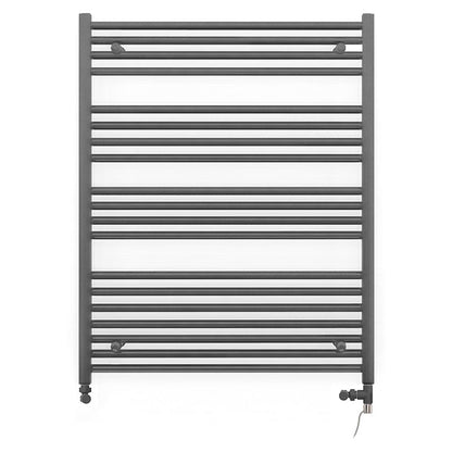Dual Fuel 700 x 1000mm Straight Anthracite Grey Heated Towel Rail - (incl. Valves + Electric Heating Kit)