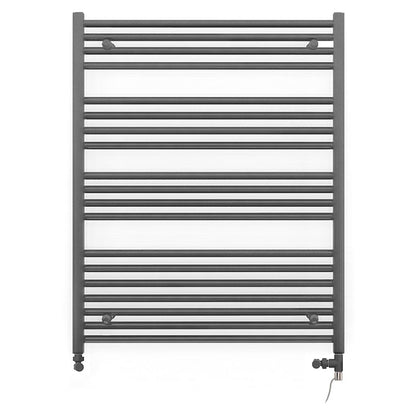  Dual Fuel 700 x 1000mm Straight Anthracite Grey Heated Towel Rail - (incl. Valves + Electric Heating Kit) 