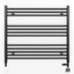 Dual Fuel 900 x 700mm Straight Matt Black Heated Towel Rail - (incl. Valves + Electric Heating Kit) 