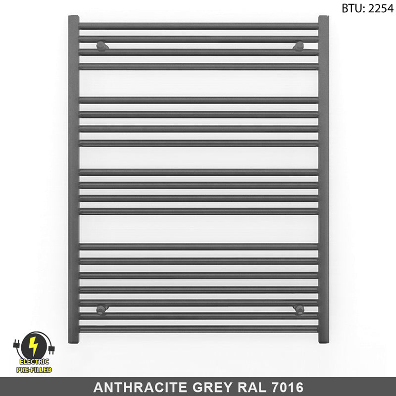 800mm Wide - 1000mm High  Anthracite Grey Electric Heated Towel Rail Radiator