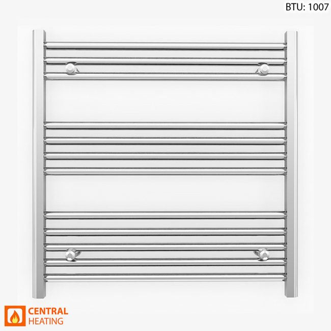  800mm Wide - 700mm High Flat Chrome Heated Towel Rail Radiator