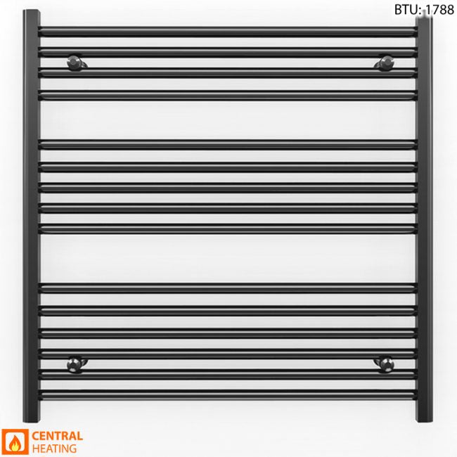  800mm Wide - 800mm High Flat Black Heated Towel Rail Radiator