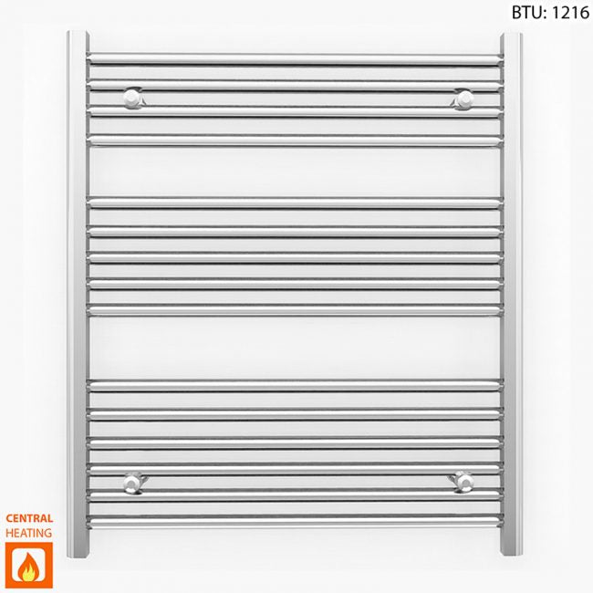  800mm Wide - 800mm High Flat Chrome Heated Towel Rail Radiator