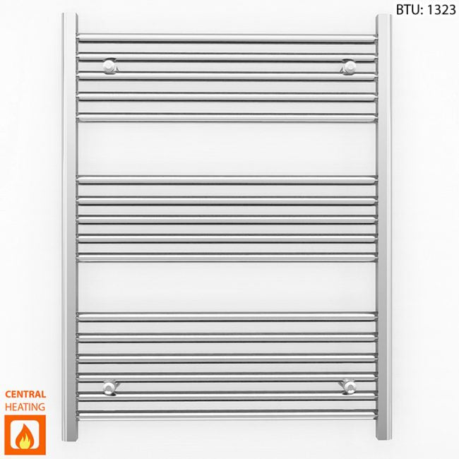  800mm Wide - 900mm High Flat Chrome Heated Towel Rail Radiator