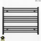 900mm Wide - 600mm High Flat Black Electric Heated Towel Rail Radiator 
