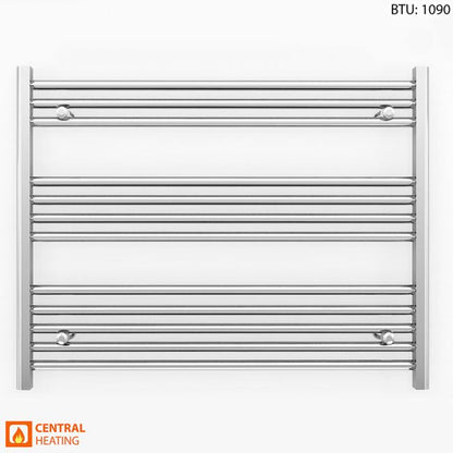 900mm Wide - 700mm High Flat Chrome Heated Towel Rail Radiator