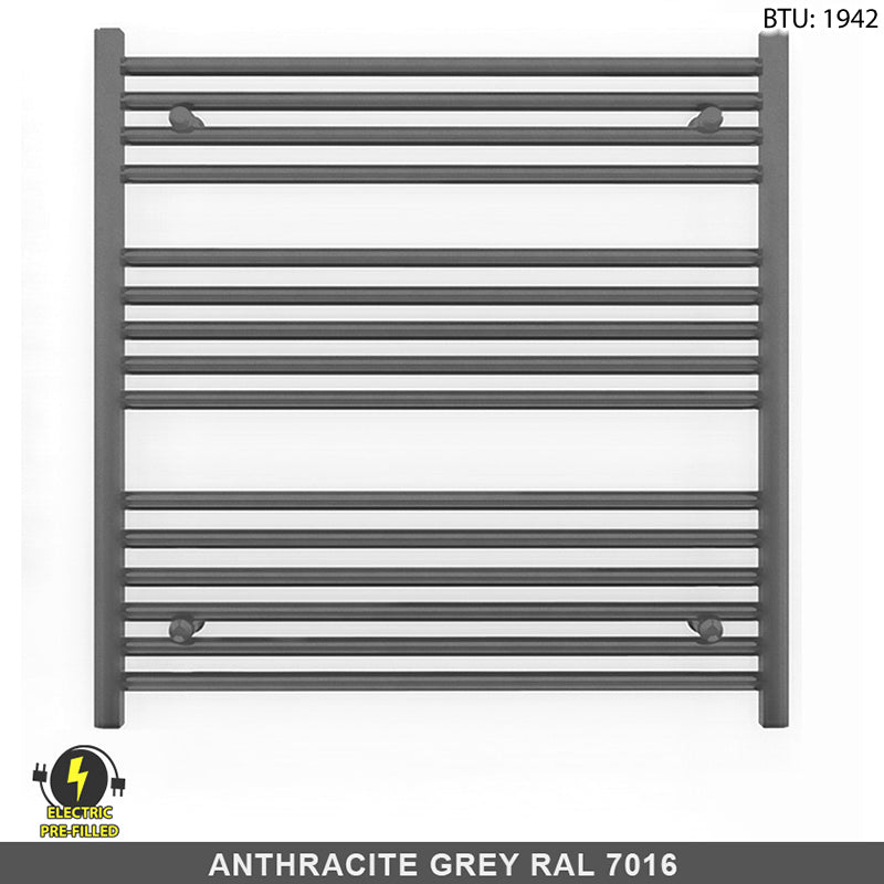 900mm Wide - 800mm High  Anthracite Grey Electric Heated Towel Rail Radiator