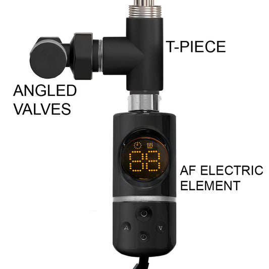 AF Type Dual Fuel Kit Thermostatic Towel Rail Electric Heating Immersion Element In Black 