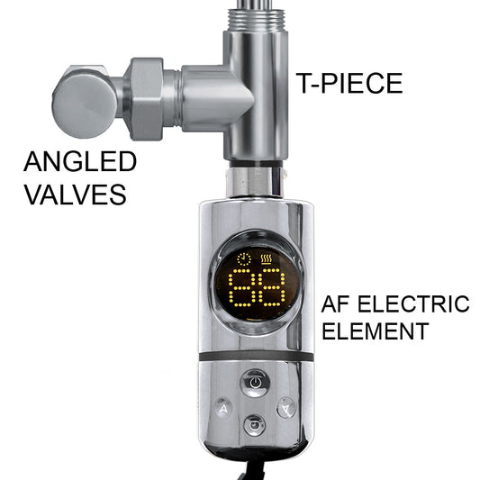 AF Type Dual Fuel Kit Thermostatic Towel Rail Electric Heating Immersion Element In Chrome 