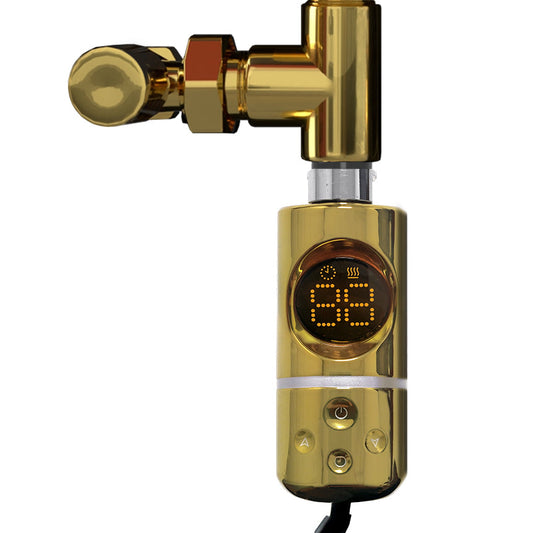 AF Type Dual Fuel Kit Thermostatic Towel Rail Electric Heating Immersion Element In Gold 